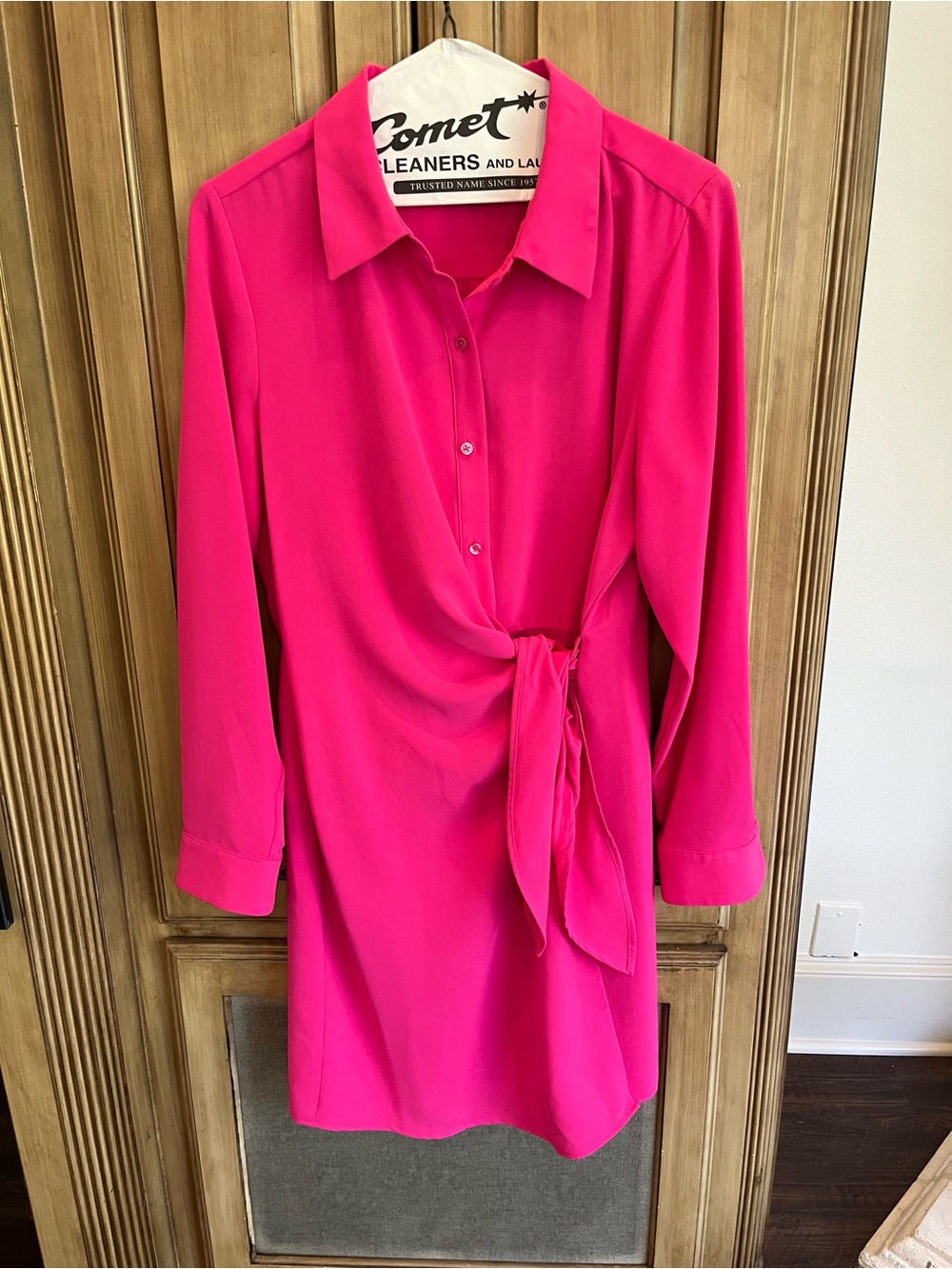 Alex Marie Ryden Point Collar Button Down Long Sleeve Wrap Dress